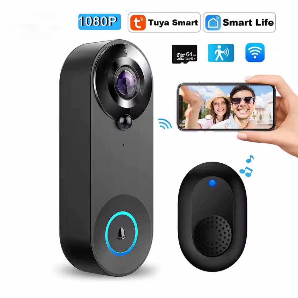 Smart Home Video Doorbell - Tuya 1080P kablosuz WIFI kapı zili