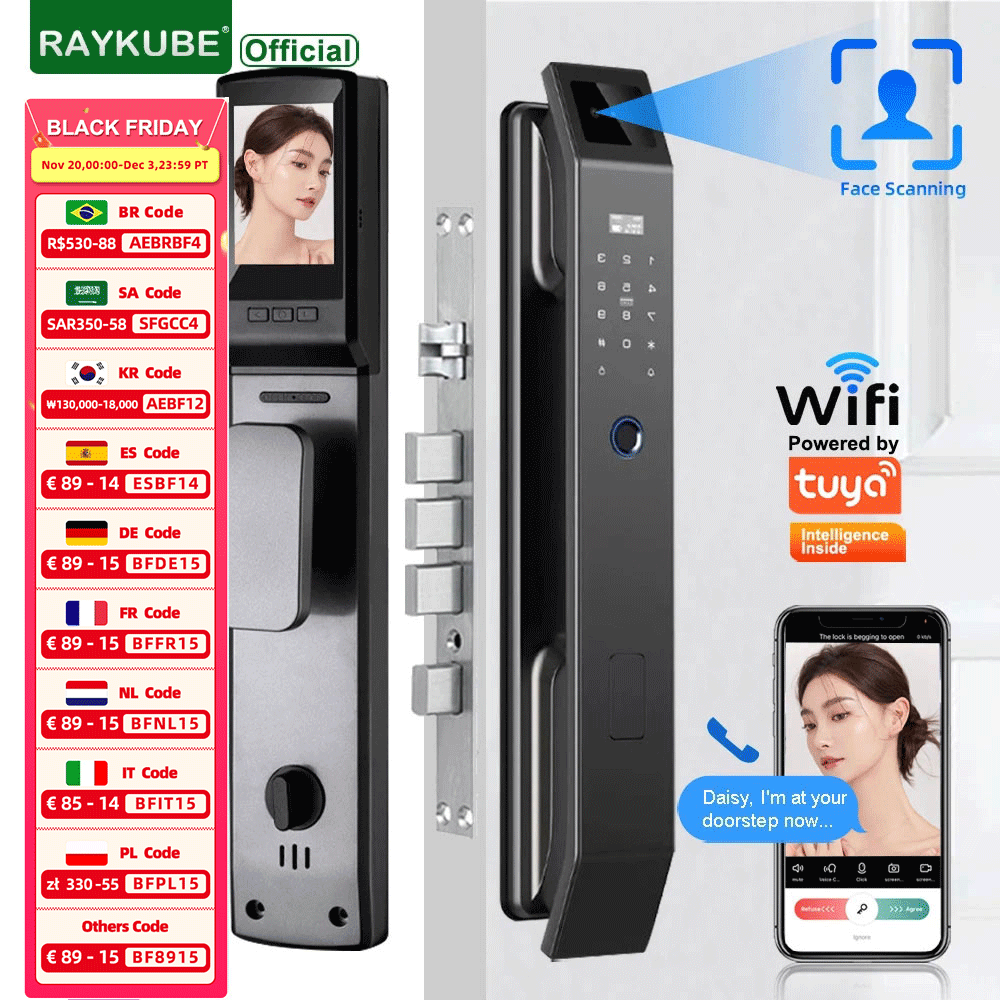 Wifi Doorbell Camera - RAYKUBE DF14 Tuya WiFi 3D Yüz