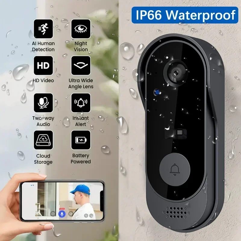 Smart Home Video Doorbell - Video HD Kablosuz Su Geçirmez Kapı