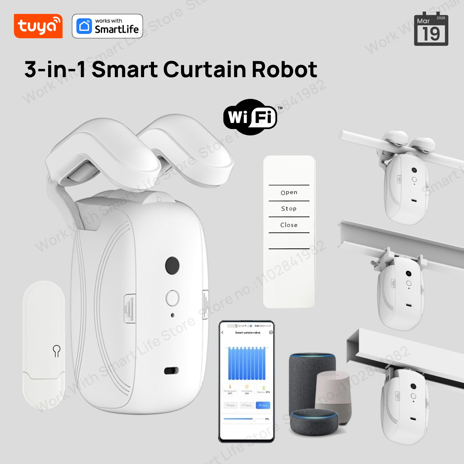 Smart Home Wifi Hub - 1/2 ADET Tuya Akıllı WiFi Perde