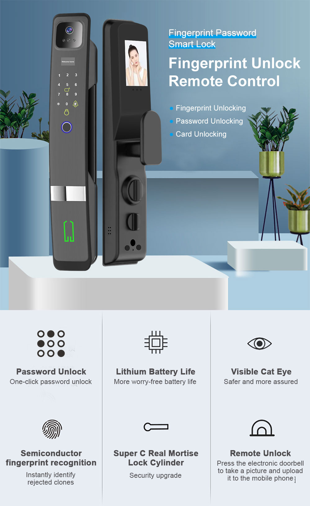 Tuya Wifi Parmak İzi 3D Yüz Ta - Wifi Doorbell Camera incelemesi ve fiyatı