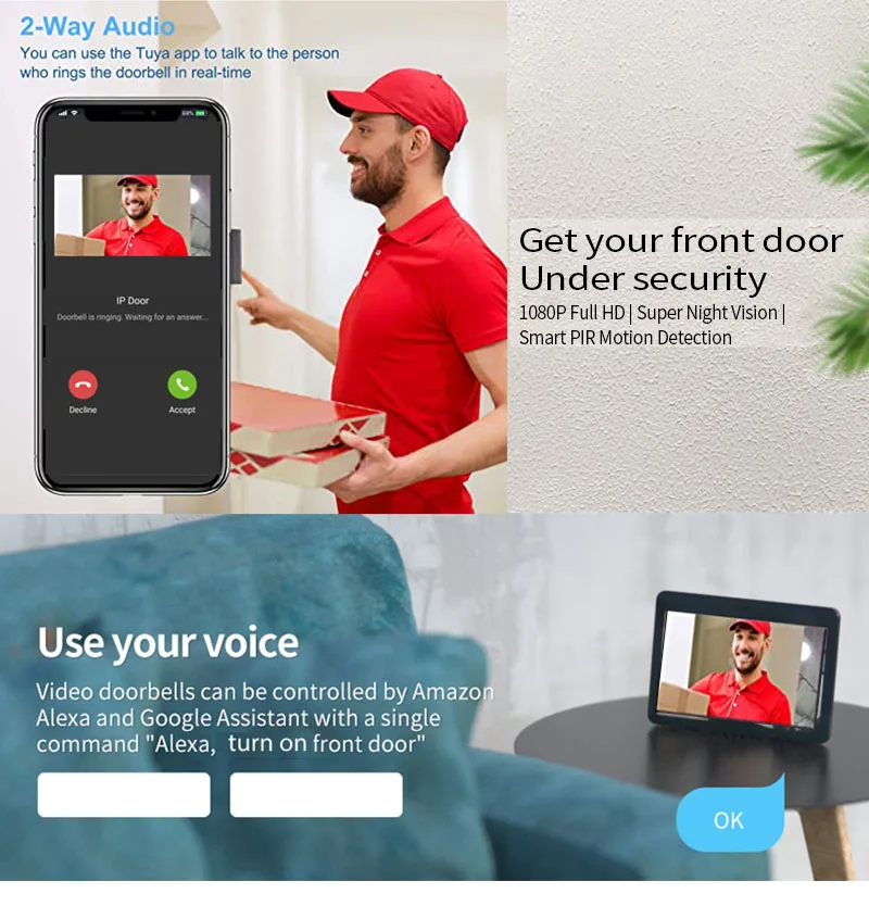 Kapı İnterkomu Kapı Zili, 10.1 - Wifi Doorbell Camera incelemesi ve fiyatı